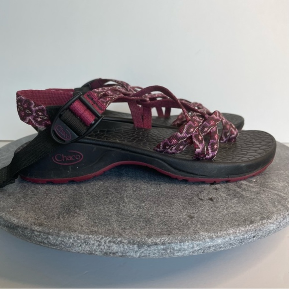 💛 Chaco Z Cloud X2 Black And Purple Pink Strappy Sandals - Picture 4 of 12